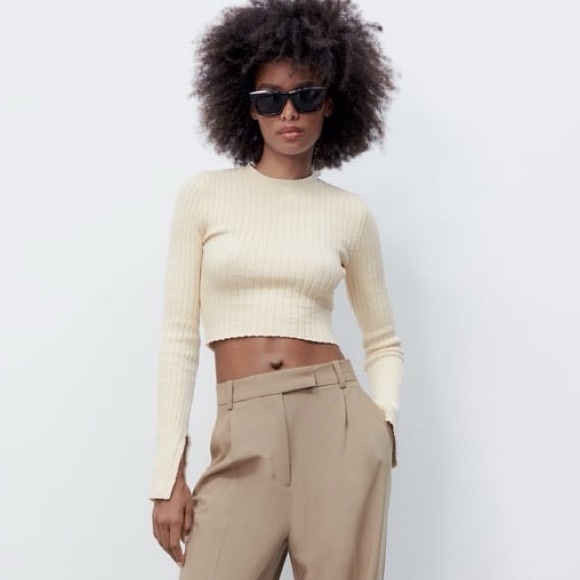 Cropped Knit Sweater - Picture 1 of 3